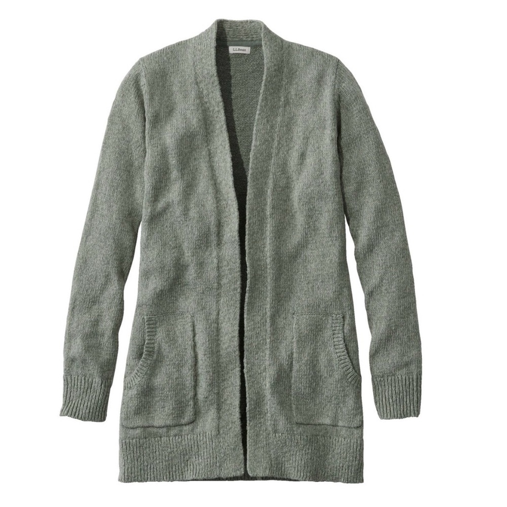 LL Bean cotton ragg cardigan Sea Green